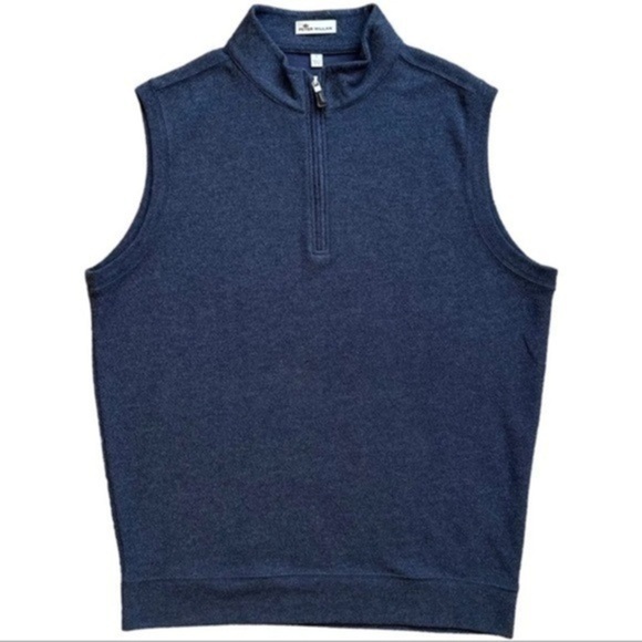 Peter Millar Other - Peter Millar Men Sz XL Sweater Vest Blue 1/4 1/2 Zip Sleeveless Pullover Knit